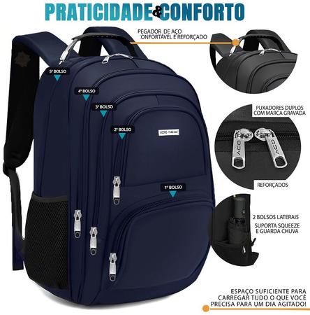 Mochila Masculina Feminina Notebook Reforçada Resistente a Água Saída usb Fone - ACO Imagem de Mochila Masculina Feminina Notebook Reforçada Resistente a Água Saída usb Fone