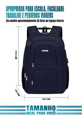Mochila Masculina Feminina Notebook Reforçada Resistente a Água Saída usb Fone - ACO Imagem de Mochila Masculina Feminina Notebook Reforçada Resistente a Água Saída usb Fone