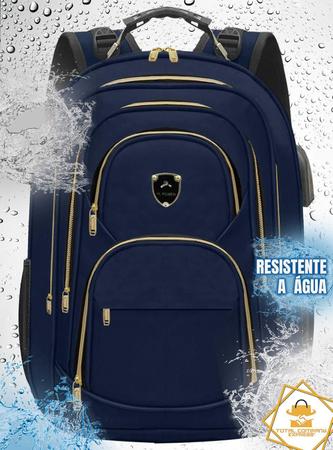 Imagem de Mochila Masculina Feminina Notebook Zíper Dourado Saida USB/FONE Acompanha Cabos