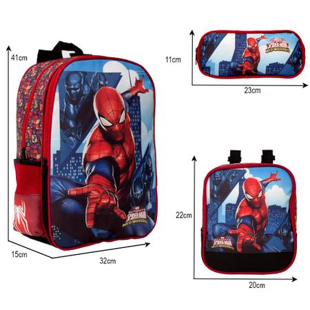 Mochila Masculina Homem Aranha de Costa + Lancheira e Estojo - TOYS 2U Imagem de Mochila Masculina Homem Aranha de Costa + Lancheira e Estojo