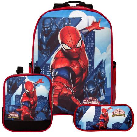 Mochila Masculina Homem Aranha de Costa + Lancheira e Estojo - TOYS 2U Imagem de Mochila Masculina Homem Aranha de Costa + Lancheira e Estojo