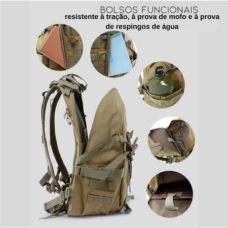 Imagem de Mochila masculina militar Tática 40l Reforçada Impermeável + patch bandeira do brasil varias cores escolha a sua