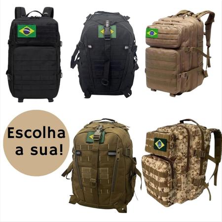 Imagem de Mochila masculina militar Tática 40l Reforçada Impermeável + patch bandeira do brasil varias cores escolha a sua