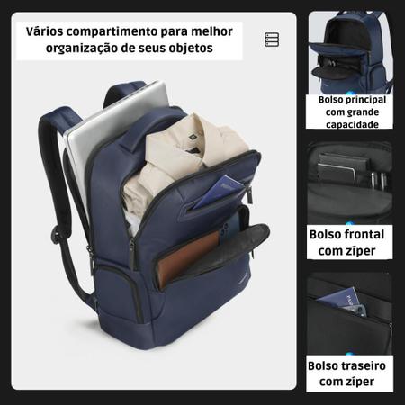 Mochila ejecutiva Mochila Viagem Executiva Masculina Feminina Preta Bolsa  Mochila Resistente Multi Utilidades Escolar Urbano Masculina Feminina Preta  Bolsa color gris diseño liso 25L