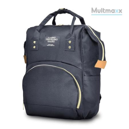 Imagem de Mochila Maternidade Bolsa Mamãe Bebê Multifunção Preta Multmaxx