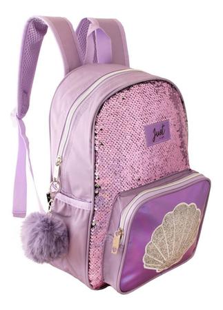 Mochila Menina Paetê Ariel Concha Lantejoula Escolar Juvenil Feminina  Costas Com Chaveiro - Mochila Infantil - Magazine Luiza