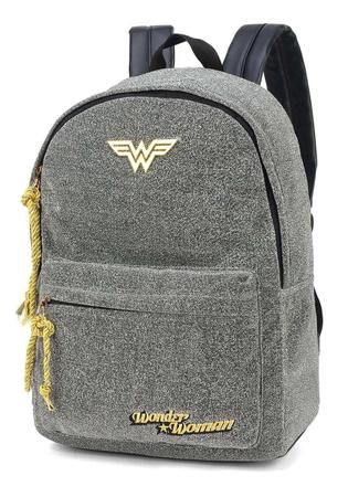 Mochila Mulher Maravilha Wonder Woman Cinza Brilho Original Mochilas Magazine Luiza