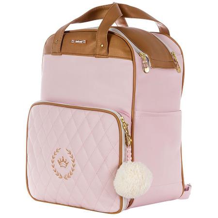 Imagem de Mochila Multifuncional Maternidade Coroa Rosa com Dourado