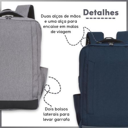 Mochila Notebook Entrada Usb Executiva Universitária - Cinza - ARN Imagem de Mochila Notebook Entrada Usb Executiva Universitária - Cinza