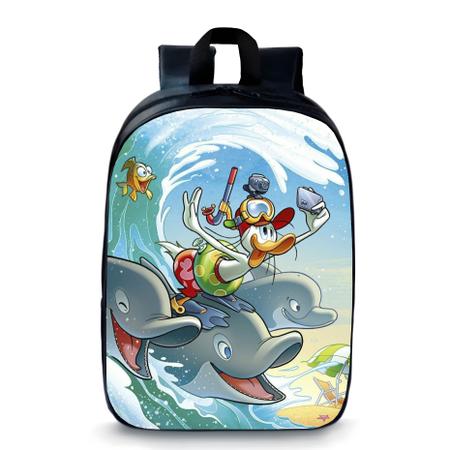 Imagem de Mochila  pequena pré escolar infantil anime pato com golfinhos no mar