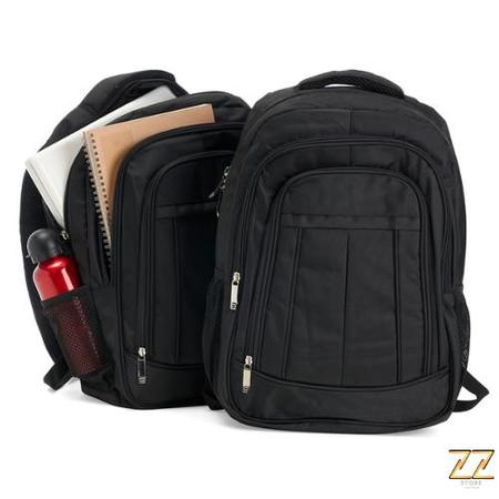 Mochila Preta Com 3 Compartimentos zz Mochilas Magazine Luiza
