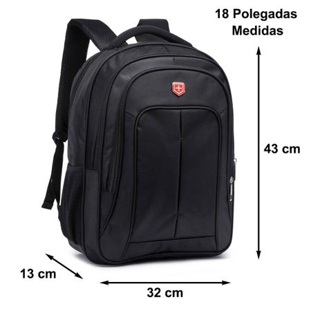Mochila Preta Executiva Feminina Masculina Swiss Notebook Laptop
