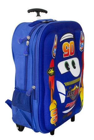 Kit Mochila Rodinha Escolar Tamg 3d Carro Corrida Infantil