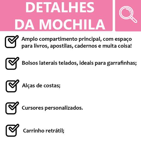 Mochila Rodinha Escolar Unicórnio + Lancheira + Estojo - Clio Imagem de Mochila Rodinha Escolar Unicórnio + Lancheira + Estojo - Clio