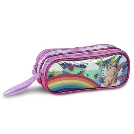 Mochila Rodinha Escolar Unicórnio + Lancheira + Estojo - Clio Imagem de Mochila Rodinha Escolar Unicórnio + Lancheira + Estojo - Clio