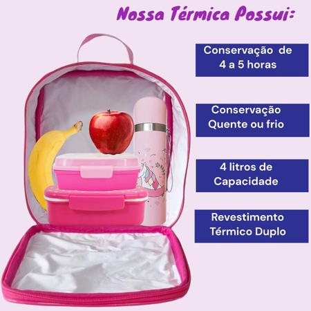 Imagem de Mochila Rodinha Feminina Escolar Infantil + Lancheira Termica
