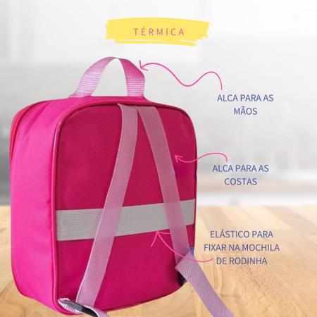 Imagem de Mochila Rodinha Infantil Menina Escolar + Lancheira Térmica +estojo Box
