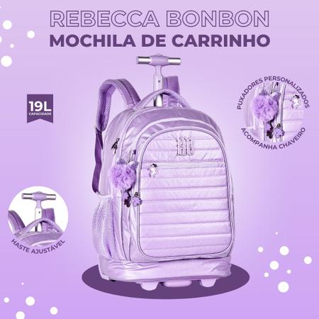 Imagem de Mochila Rodinha Metalizada Bolsa Com Chaveiro Rebecca Bonbon