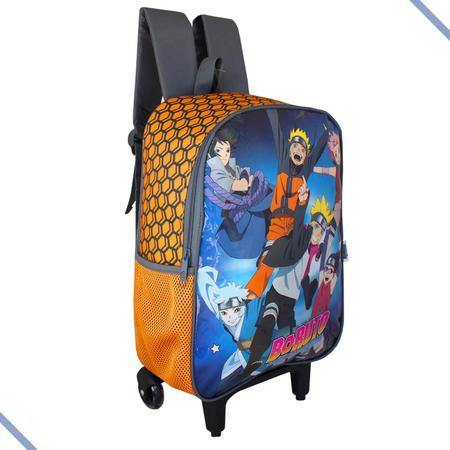 Imagem de Mochila Rodinhas Boruto + Lancheira Térmica Naruto Shippuden Laranja