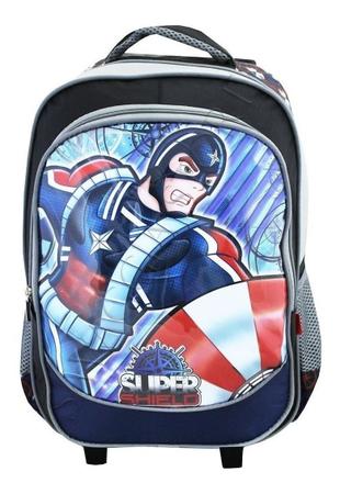 Imagem de Mochila Rodinhas Escolar Masculina Super Herói Capitão 3593