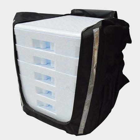 Imagem de Mochila Termica Bolsa Nylon Transporte Marmitex Com Isopor 20 Marmitas Quentinha