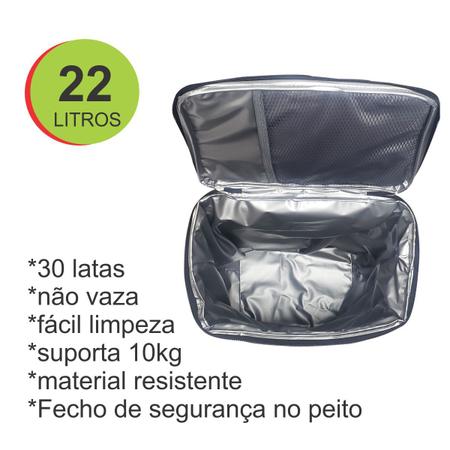 Imagem de Mochila Termica Cinza Bebidas Alimentos Praia Piquenique Cooler Refrigerado Quente ou Frio