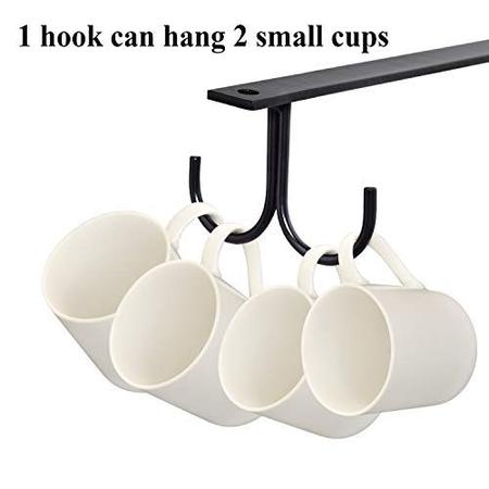 Imagem de Mocoum sob o armário Caneca Rack, Organizador de Caneca Rústica Suporte de Copo Sob Prateleira 12 Ganchos Suspensos Rack para Canecas, Copos de Café e Utensílios de Cozinha Display (Preto-3 Pack-12 Ganchos)