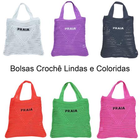 Imagem de Moda Praia: Bolsa Crochê Diversas Cores + Canga Estampas Sortidas