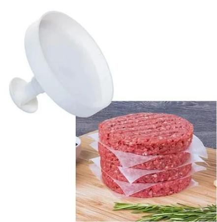 Modelador Amassador de Hamburguer 11Cm Prático PP Branco - Nitron Imagem de Modelador Amassador de Hamburguer 11Cm Prático PP Branco