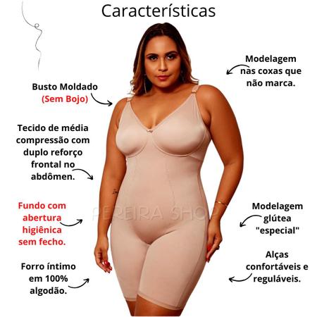 Imagem de Modelador Body Bory Cinta Macaquinho Modeladora Com Perna Plus Size Sem Bojo Tamanho 52 A 58 Ref 350841