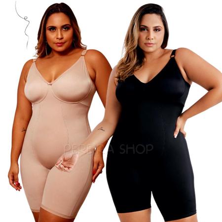 Imagem de Modelador Body Bory Cinta Macaquinho Modeladora Com Perna Plus Size Sem Bojo Tamanho 52 A 58 Ref 350841