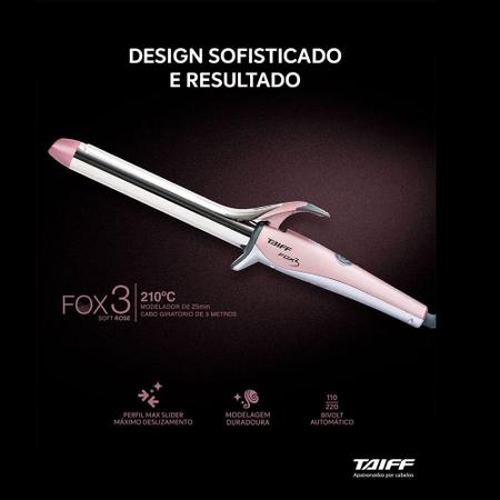 Imagem de Modelador De Cachos Fox 3 Soft Rose 1 25mm Bivolt - Taiff Profissional