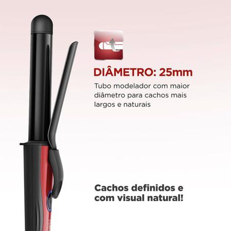 Imagem de Modelador de Cachos Mondial Red Infinity - EM-12, Preto/Vermelho Bivolt