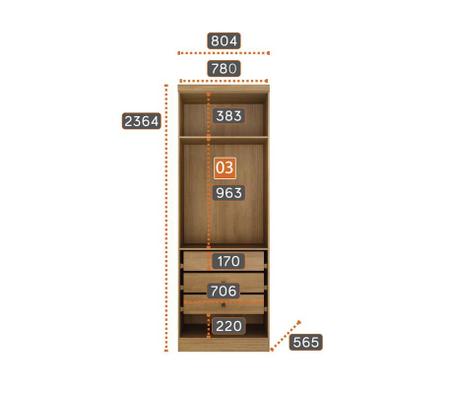 Imagem de Modulado Casal Completo 6 Portas 8 Gavetas - Rizon-Cumaru - Móveis Novo Horizonte