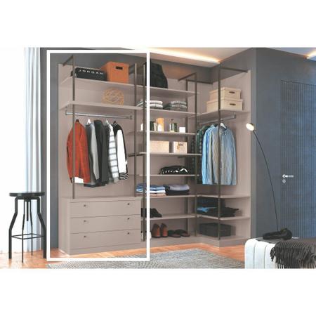 Imagem de Módulo Cabideiro e 3 Gavetas Guarda Roupa Closet Modulado Smart Tube