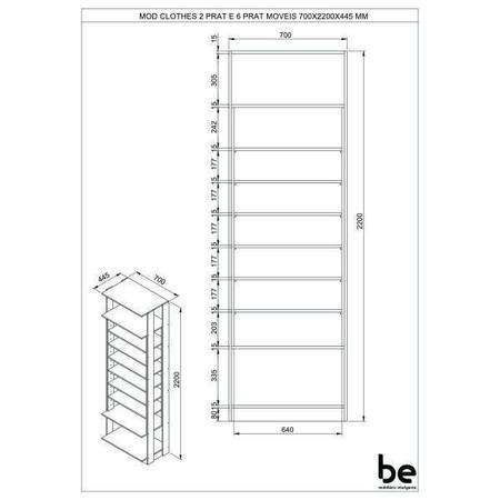 Imagem de Módulo Closet com 7 Prateleiras Reguláveis Clothes Be Mobiliário