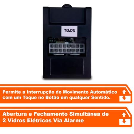 Imagem de Módulo de Vidro Elétrico THT GM FORD VW Universal Subida Descida Via Alarme 2 Portas TSM2D 5-1