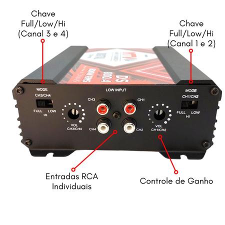 Imagem de MÓDULO SOM NTV DS800.4 DIGITAL 800W RMS 4 CANAIS 2 OHMS amplificador de potencia com entrada RCA para som automotivo