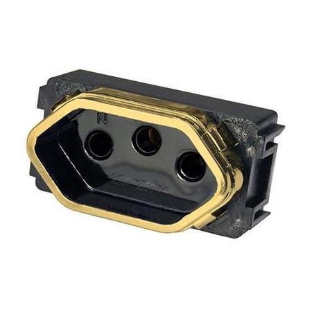 Modulo Tomada 20A - Dicompel Novara Preto Brilhante Gold - D Imagem de Modulo Tomada 20A - Dicompel Novara Preto Brilhante Gold - D