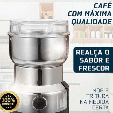 Imagem de Moedor Elétrico de Café Triturador de Grãos  Inoxidável Bivolt Uso Doméstico