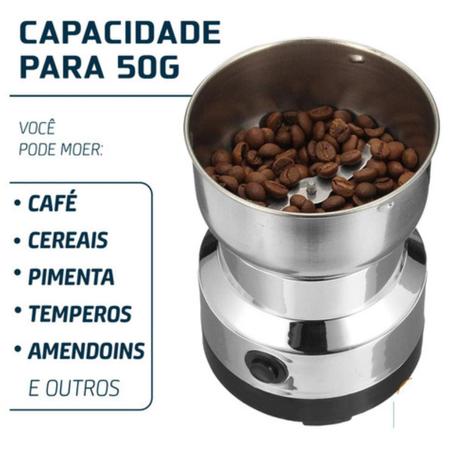 Imagem de Moedor Elétrico de Café Triturador de Grãos  Inoxidável Bivolt Uso Doméstico