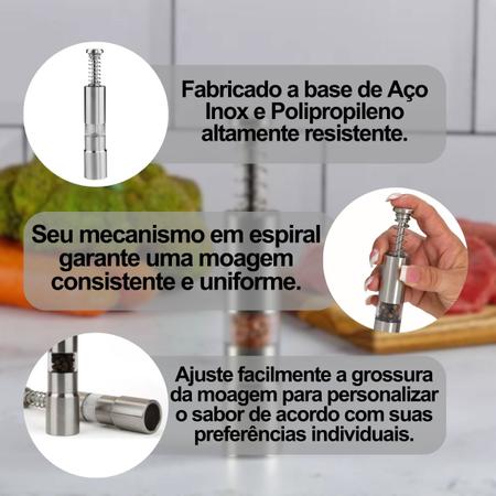 Moedor Gourmet Manual Grãos Sal Pimenta Temperos Especiarias Cozinha Inox - Clink Imagem de Moedor Gourmet Manual Grãos Sal Pimenta Temperos Especiarias Cozinha Inox