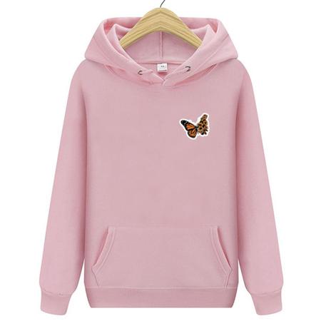 Moetom Canguru Borboleta Florida Peito Blusa de Frio Fofo Casaco