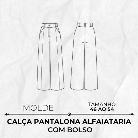 Molde calça pantalona alfaiataria com bolso by Wania Machado