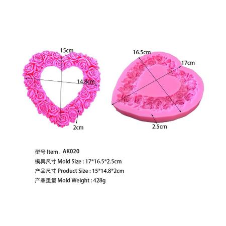 Imagem de Molde de sabão de silicone Wokex Big Size em forma de coração rosa rosa