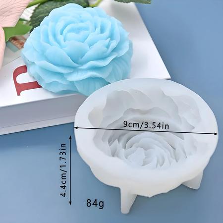 Imagem de Molde de Silicone 3D para Vela, Sabonete e Bolo - Formato de Peônia Rosa