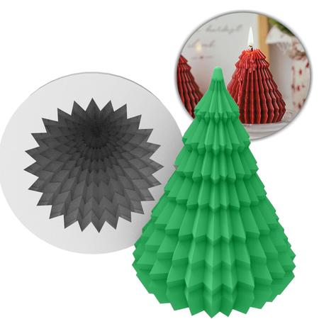 Imagem de Molde de Silicone Árvore de Natal Pinho Geométrica Vela