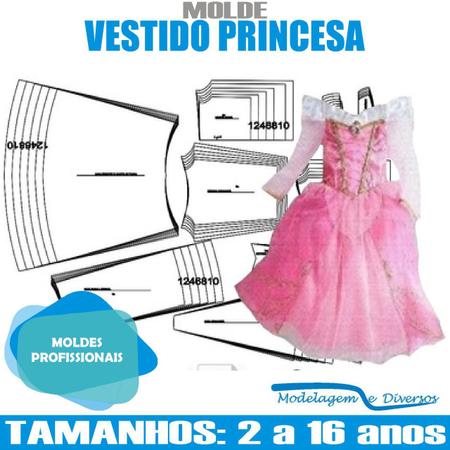 Molde De Vestido Princesa, Modelagem&Diversos, Tamanhos 2 A 12 anos -  Armarinhos - Magazine Luiza