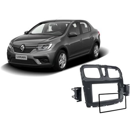 Imagem de Moldura 2 Din painel porta objetos Renault Logan e Sandero 2015 até 2020 Black Pianno Expex EPX482 JP/CH