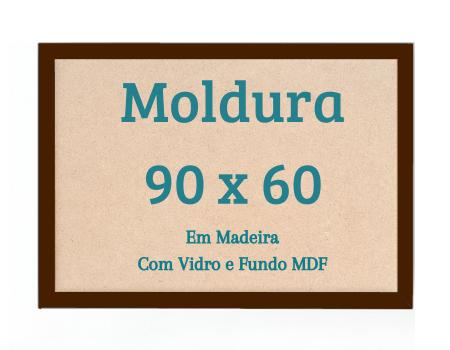 Imagem de Moldura 60x90 Com Vidro Quadro 90x60 Foto Impressão Retrato Poster 